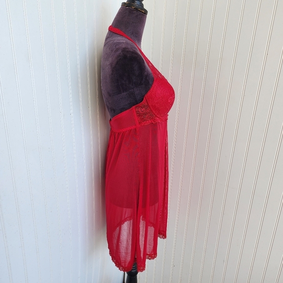 NWOT Marilyn Monroe Intimates Red Sheer Nightie Babydoll Lingerie Bra Slip XL - Picture 5 of 12